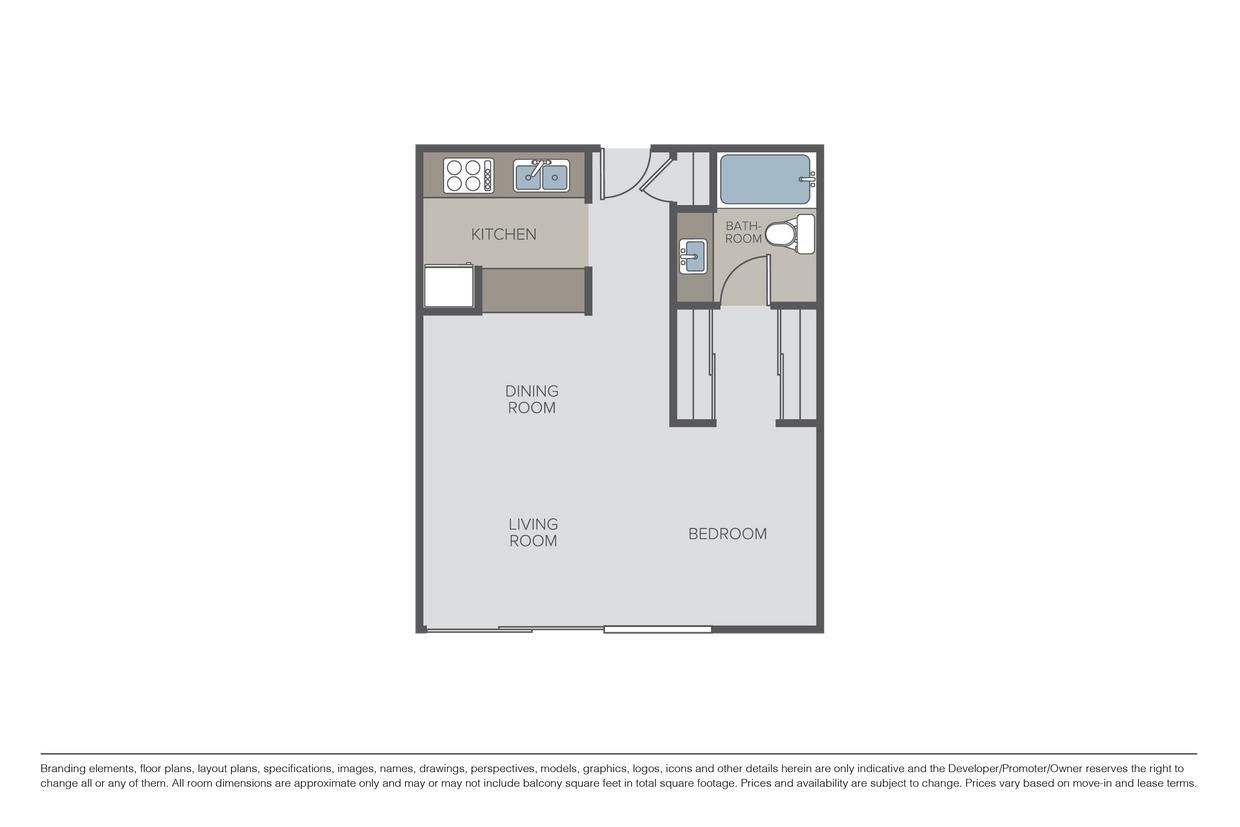 Floor Plan - Studio, 1 Bath