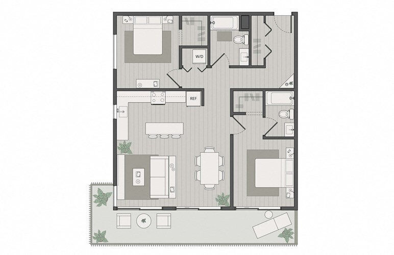 Floor Plan - Two Bedroom, Two Bath