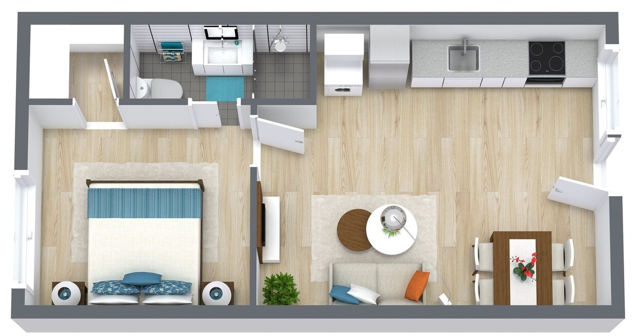 Floor Plan - 1 Bed | 1 Bath | C | Downstairs 