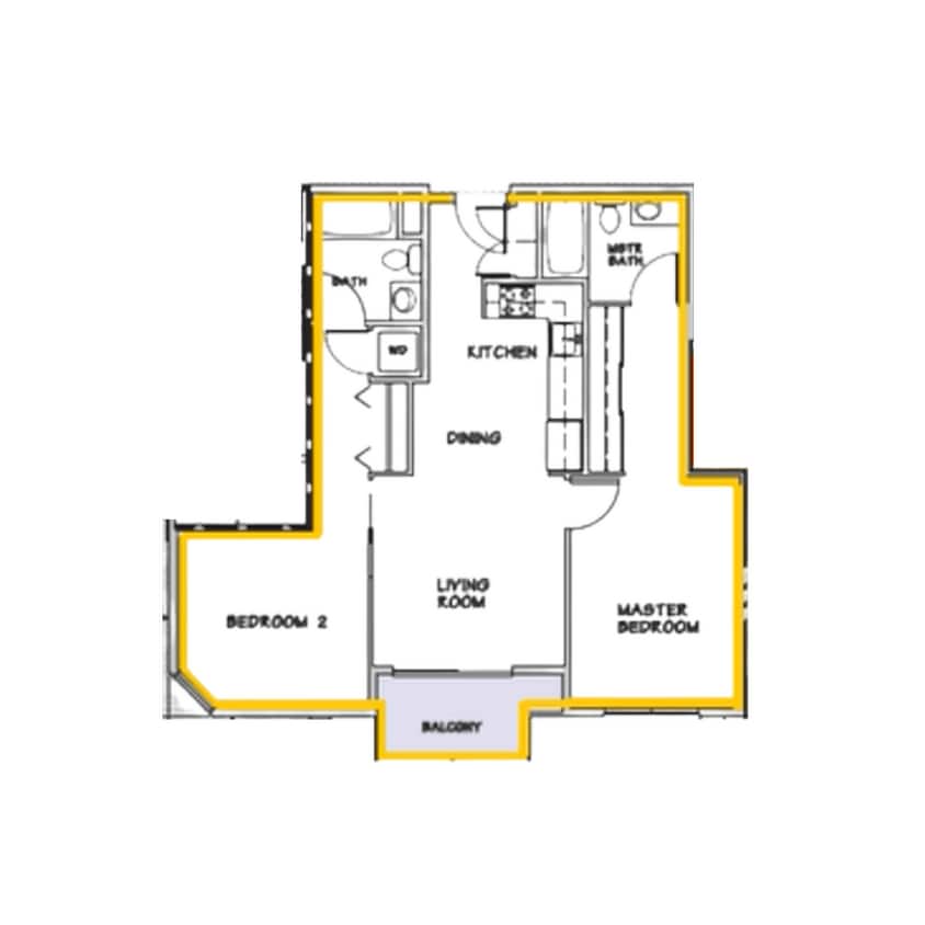 Floor Plan - A - 2 Bed 2 Bath