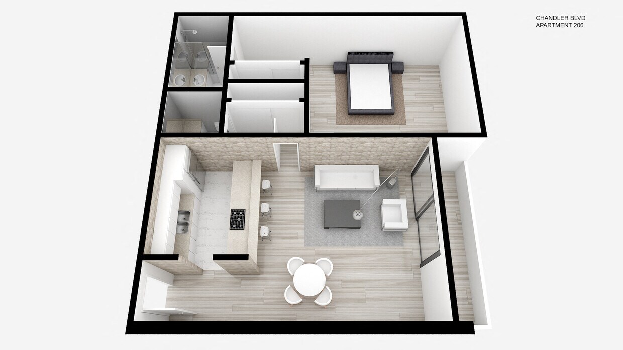 Floor Plan - One Bed ~ 1.5 Bath