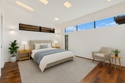 Master bedroom virtually staged with California King. - 4640 Del Monte Ave