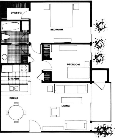 2BR/1BA - 2x1