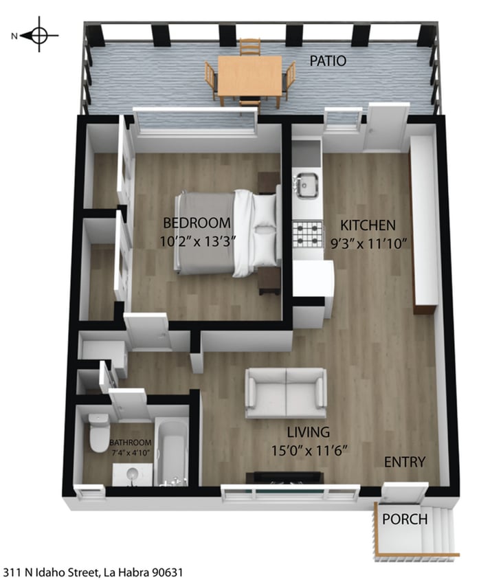 Floor Plan - 1 Bedroom 1 Bath