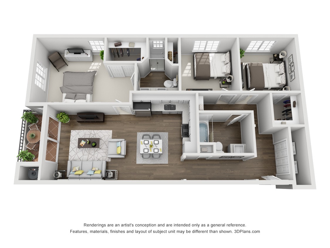 Floor Plan - 3 Bed 2 Bath D