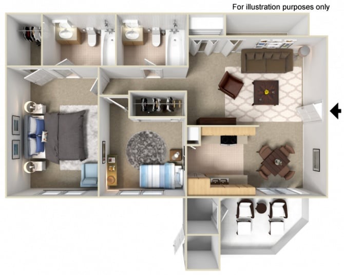 Floor Plan - Two Bedroom Two Bath 