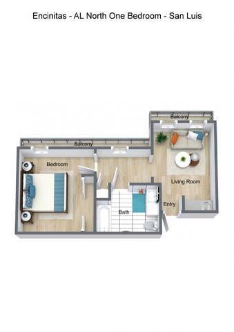 Floor Plan - One Bedroom/One Bath - A1V