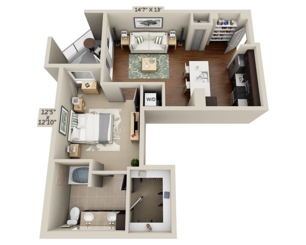Floor Plan - One Bedroom A1H