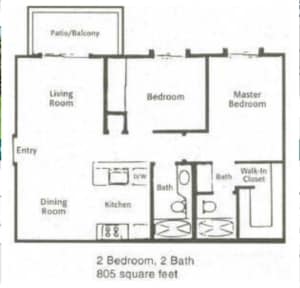 2 Bd/2 BA - 2 Bedroom