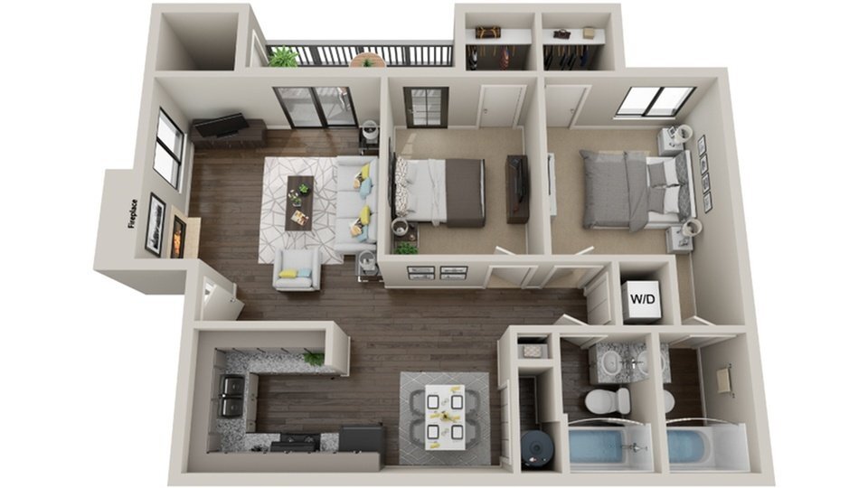 Floor Plan - Two Bedroom and Two Bath