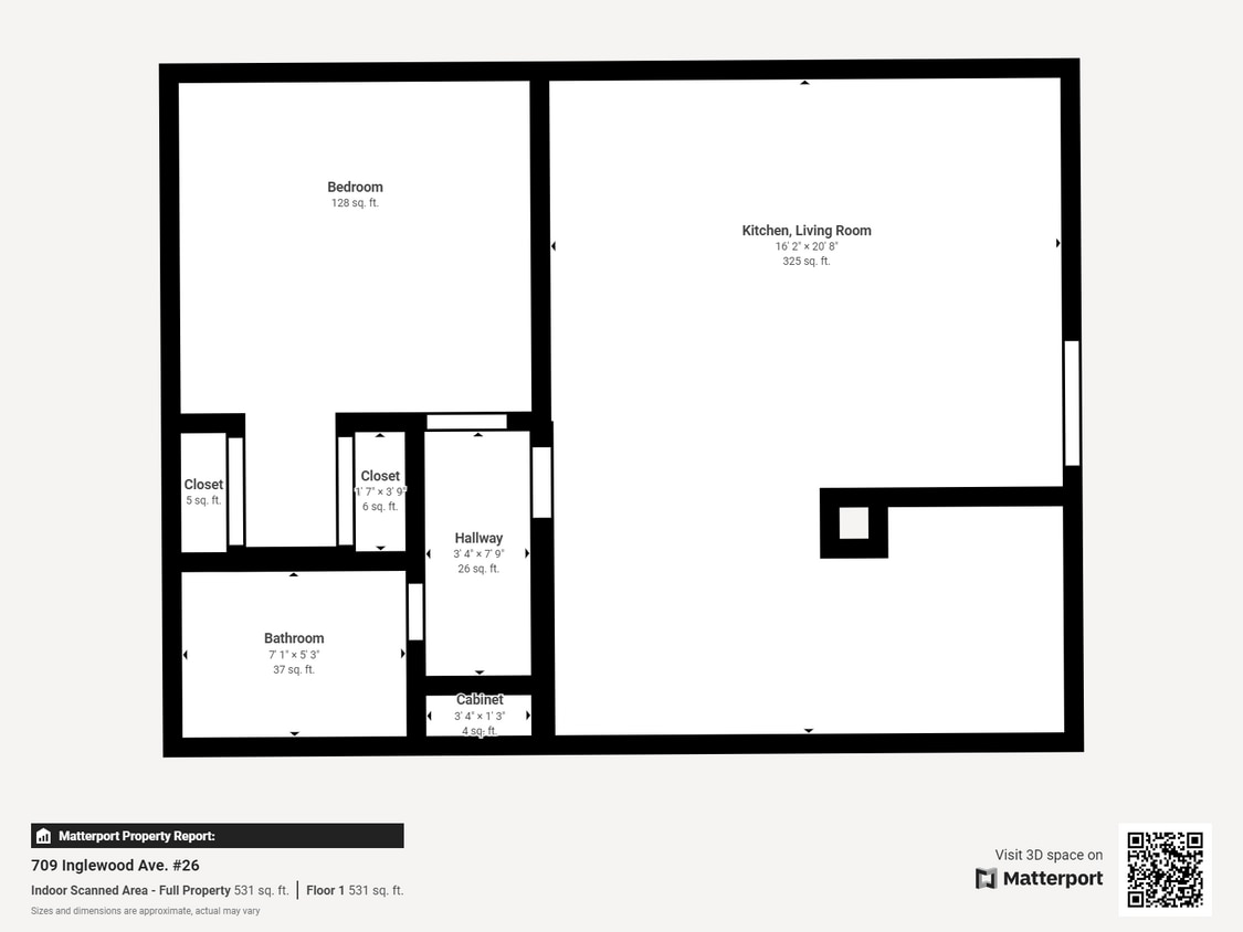 Floor Plan - 1 Bed 1 Bath