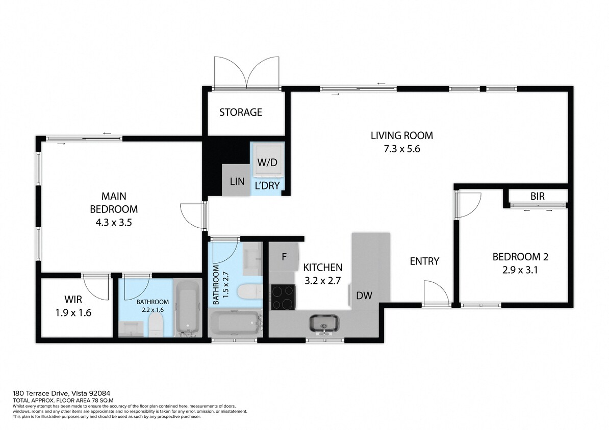 Floor Plan - 2 Bedroom 2 Bathroom