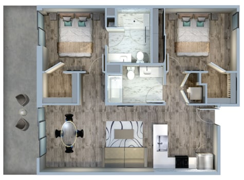 Floor Plan - 2Bed/2Bath-2A