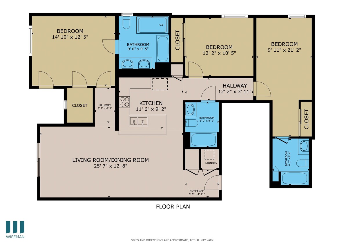 Floor Plan - Three-Bedroom Three-Bathroom - F