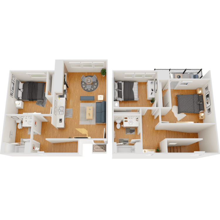 3BTH_1175_Overhead_915904.png - 3 Bed 2 Bath Townhome