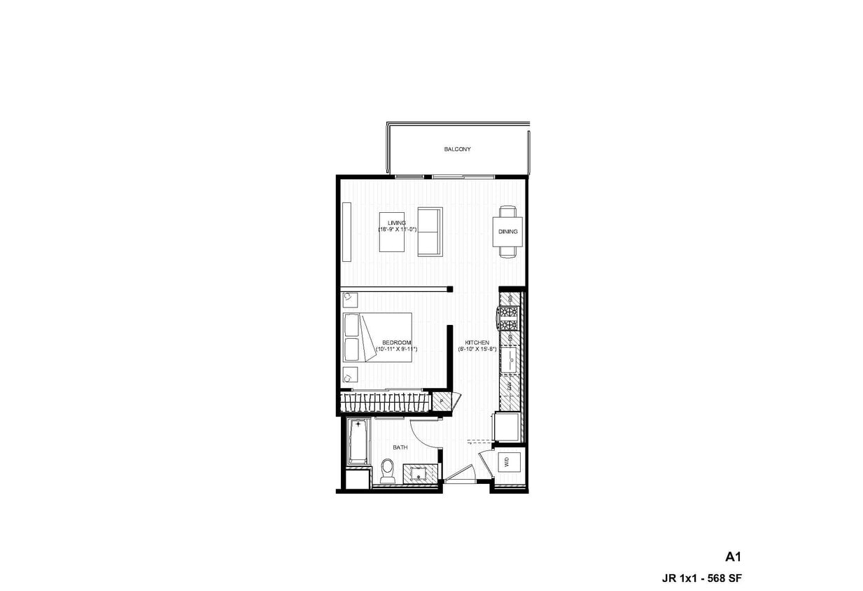 Floor Plan - A1A1 Jr 1x1