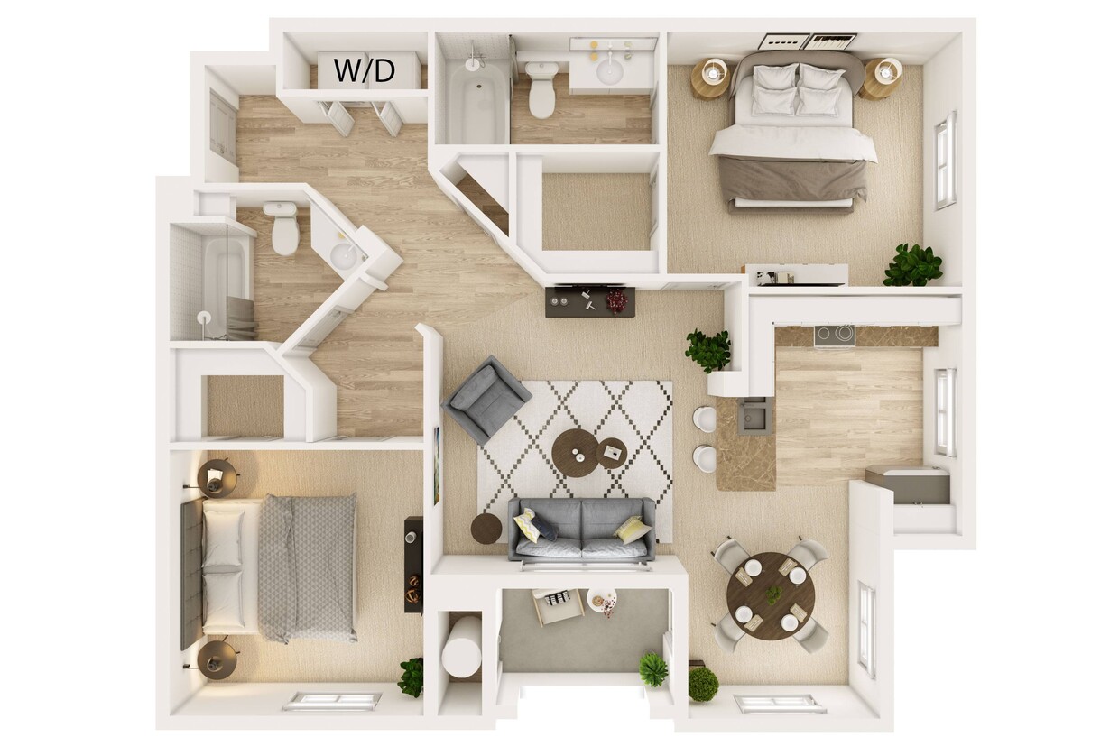 Floor Plan -  2 Bed 2 Bath A