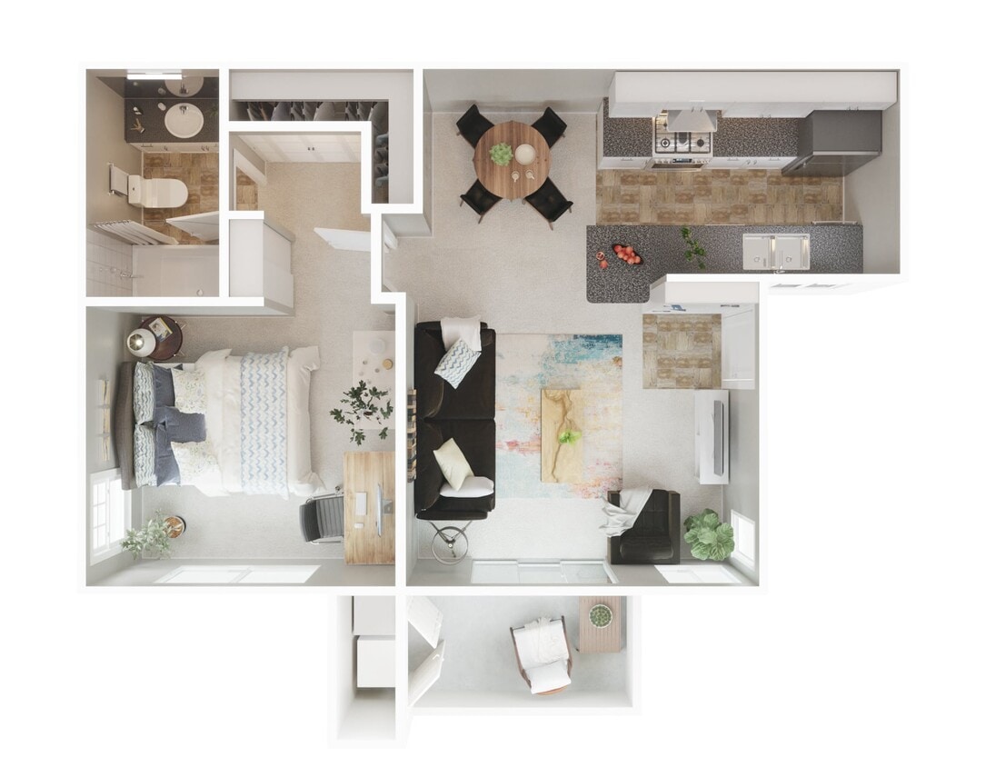 Floor Plan - 1 Bed 1 Bath
