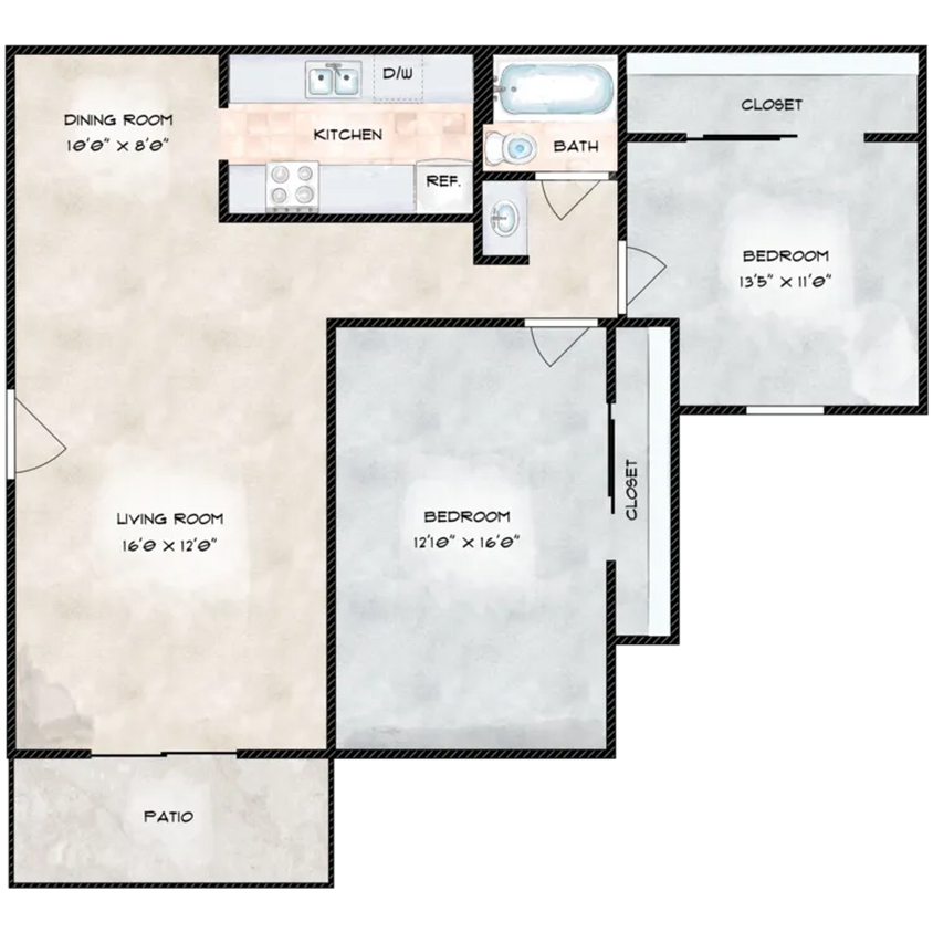 Floor Plan - 2BD/1BA