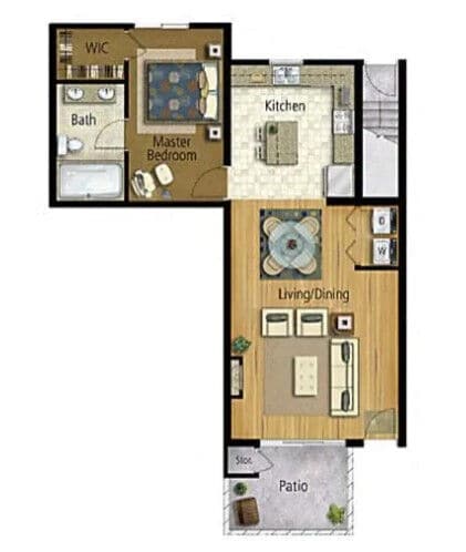 Floor Plan - 1 Bed, 1 Bath