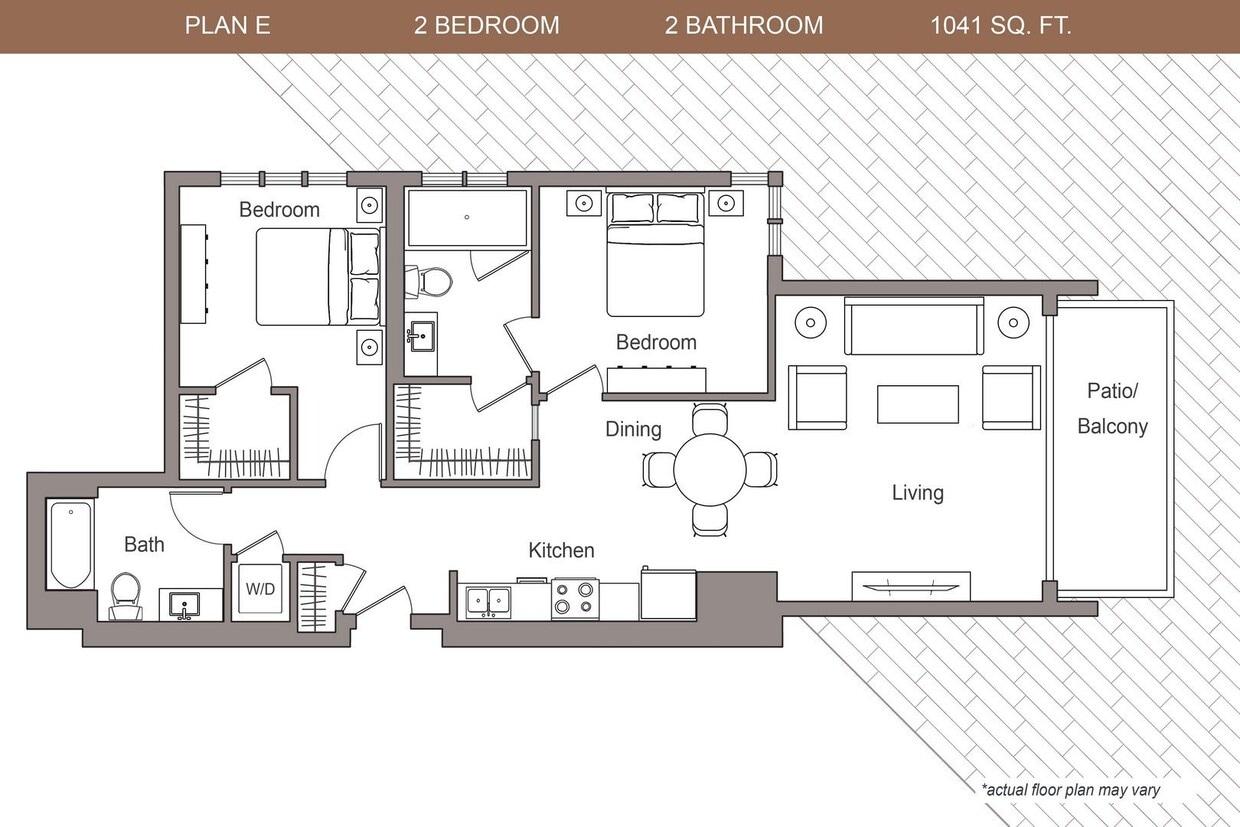 Floor Plan - 2 Bedroom,  2 Bath