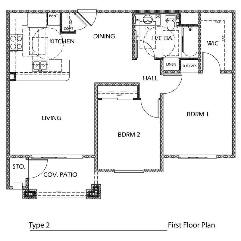Floor Plan - 2 Bedroom 1 Bath