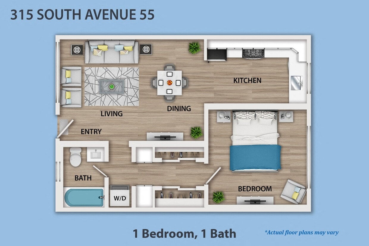 Floor Plan - 1 Bedroom, 1 Bath
