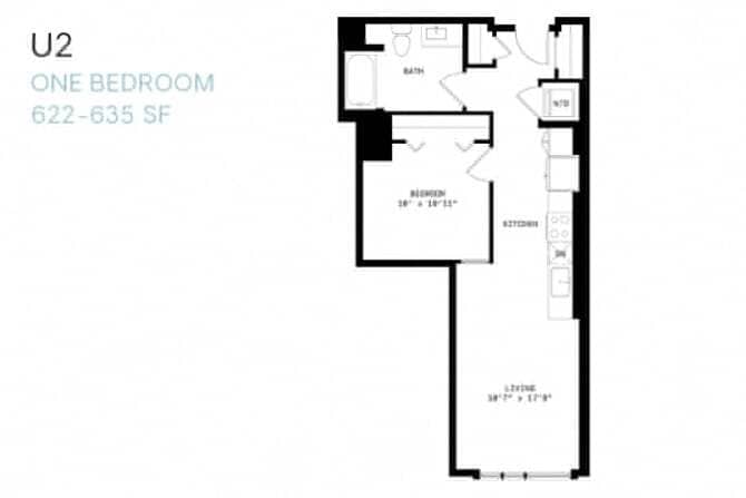 Floor Plan - Junior One Bedroom U2