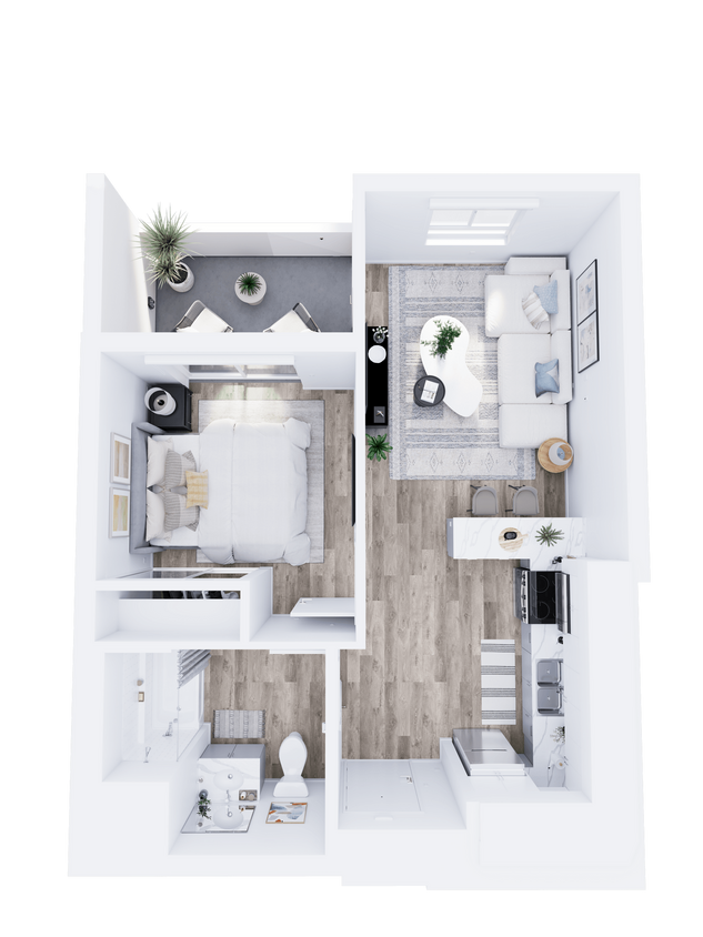 Floor Plan - Plan 1B - 1 Bedroom, 1 Bath