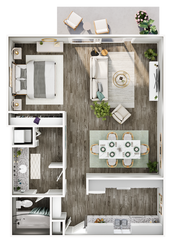 Floor Plan - 0 Bed, 1 Bath (503 Sq. Ft.)