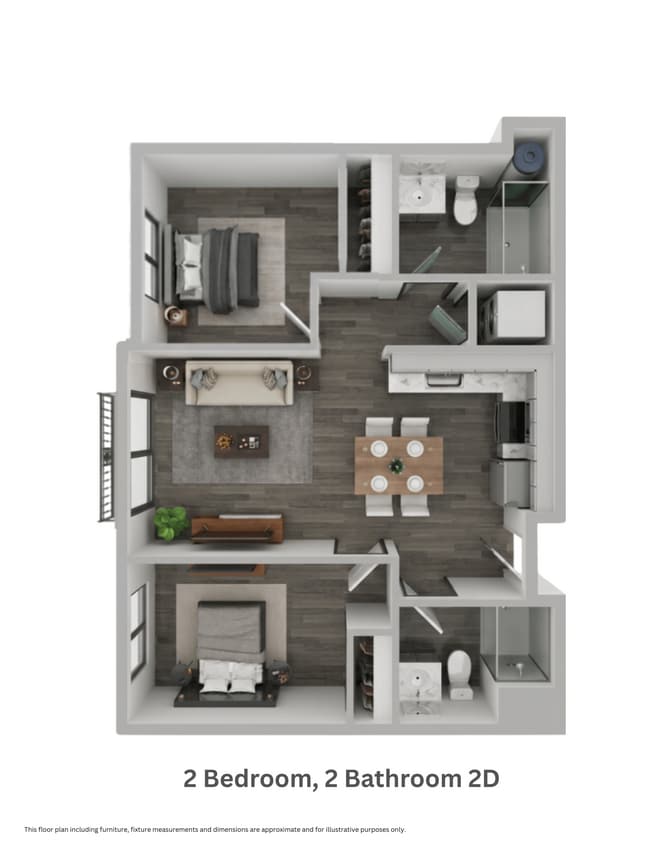 Floor Plan - Two Bedroom, Two Bathroom 2D (mkt)