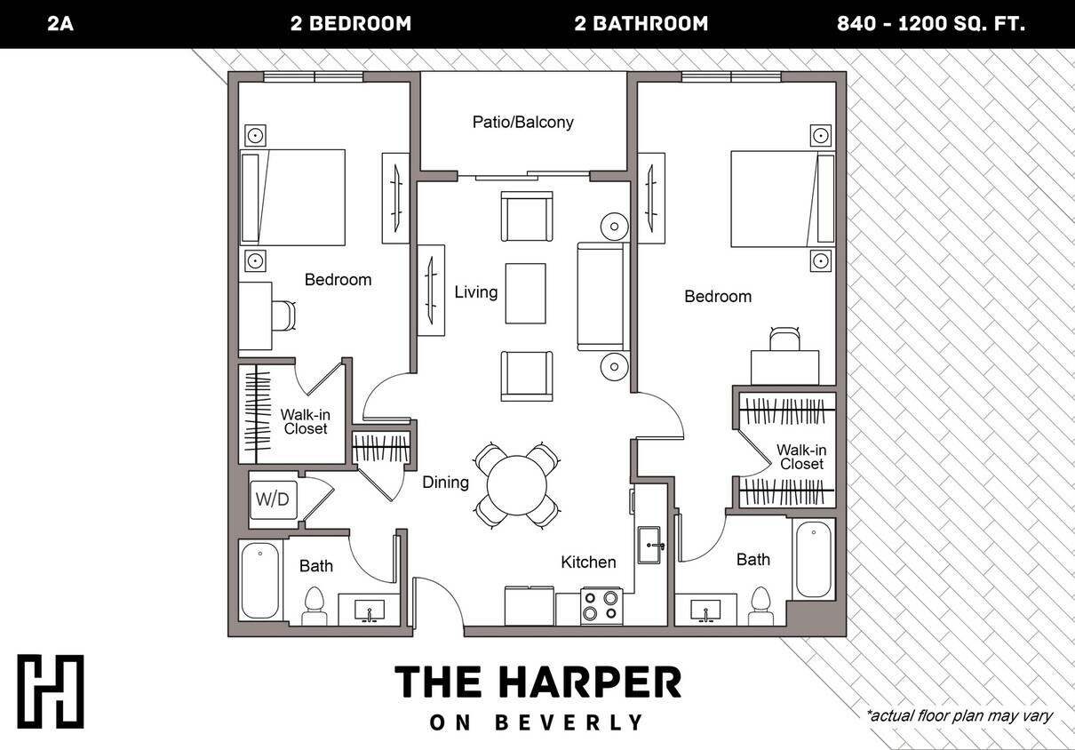 Floor Plan - Plan 2A - 2 Bedroom, 2 Bath