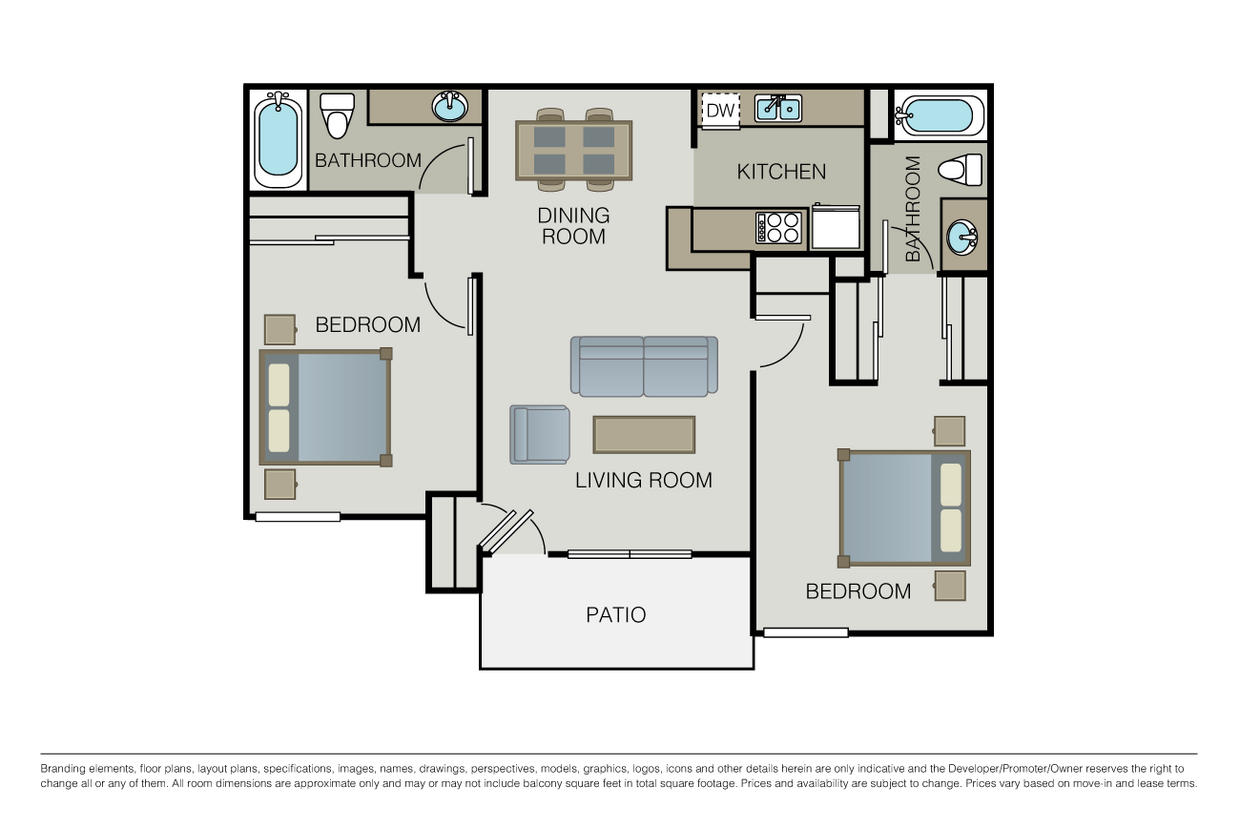 Floor Plan - 2 Bed 2 Bath