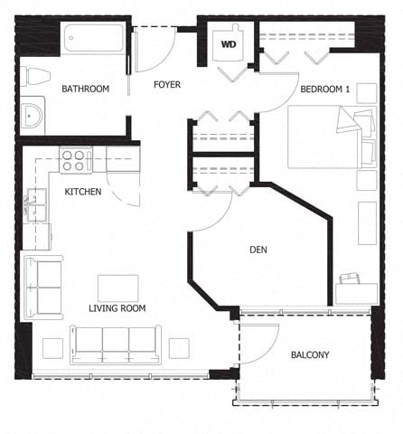 Floor Plan - 1S Den w Balcony