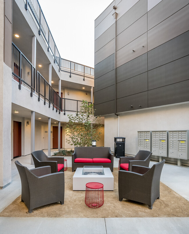 YOLO East courtyard with fire pit - The Harrington