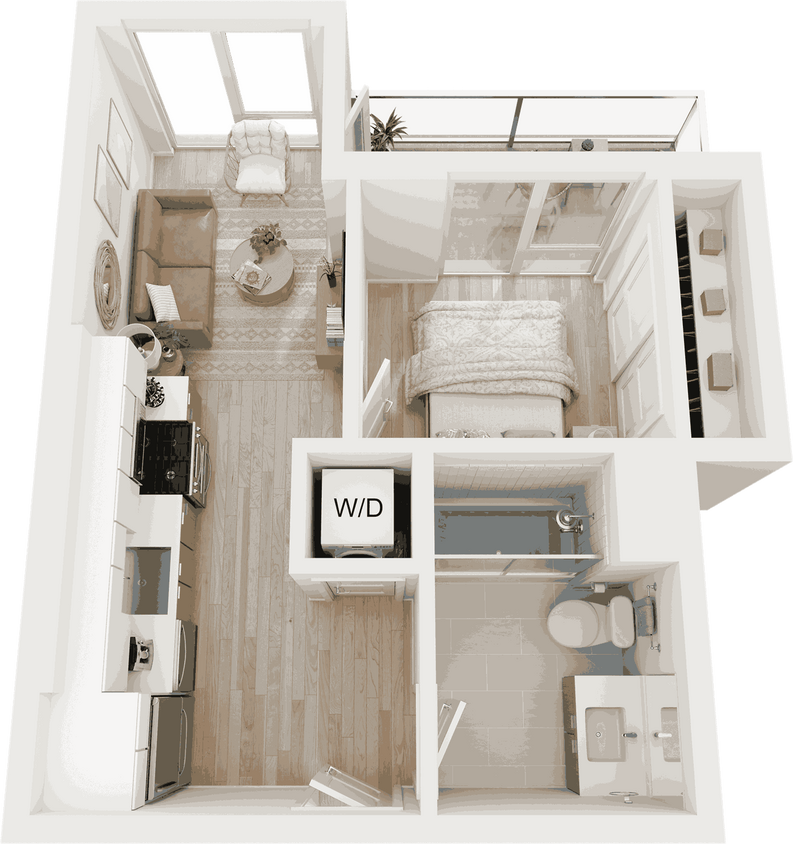Floor Plan - 1 Bed/1 Bath-A4