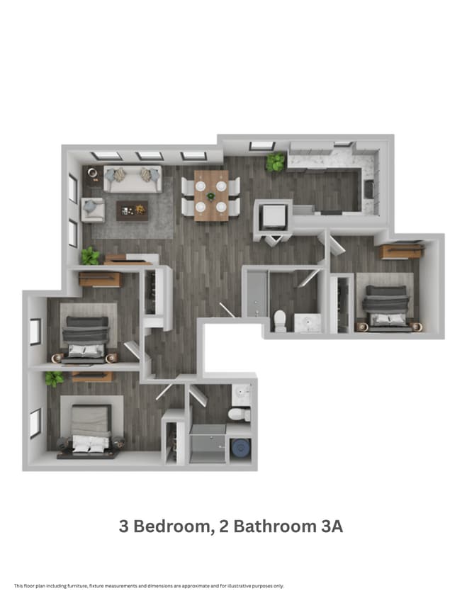 Floor Plan - Three Bedroom, Two Bathroom 3A (mkt)