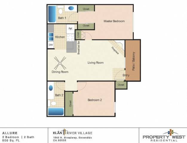 Floor Plan - 2 Bedrooms 2 Baths - 22A