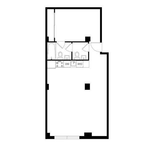 Floor Plan - 1 Bedroom 1.5 Bath