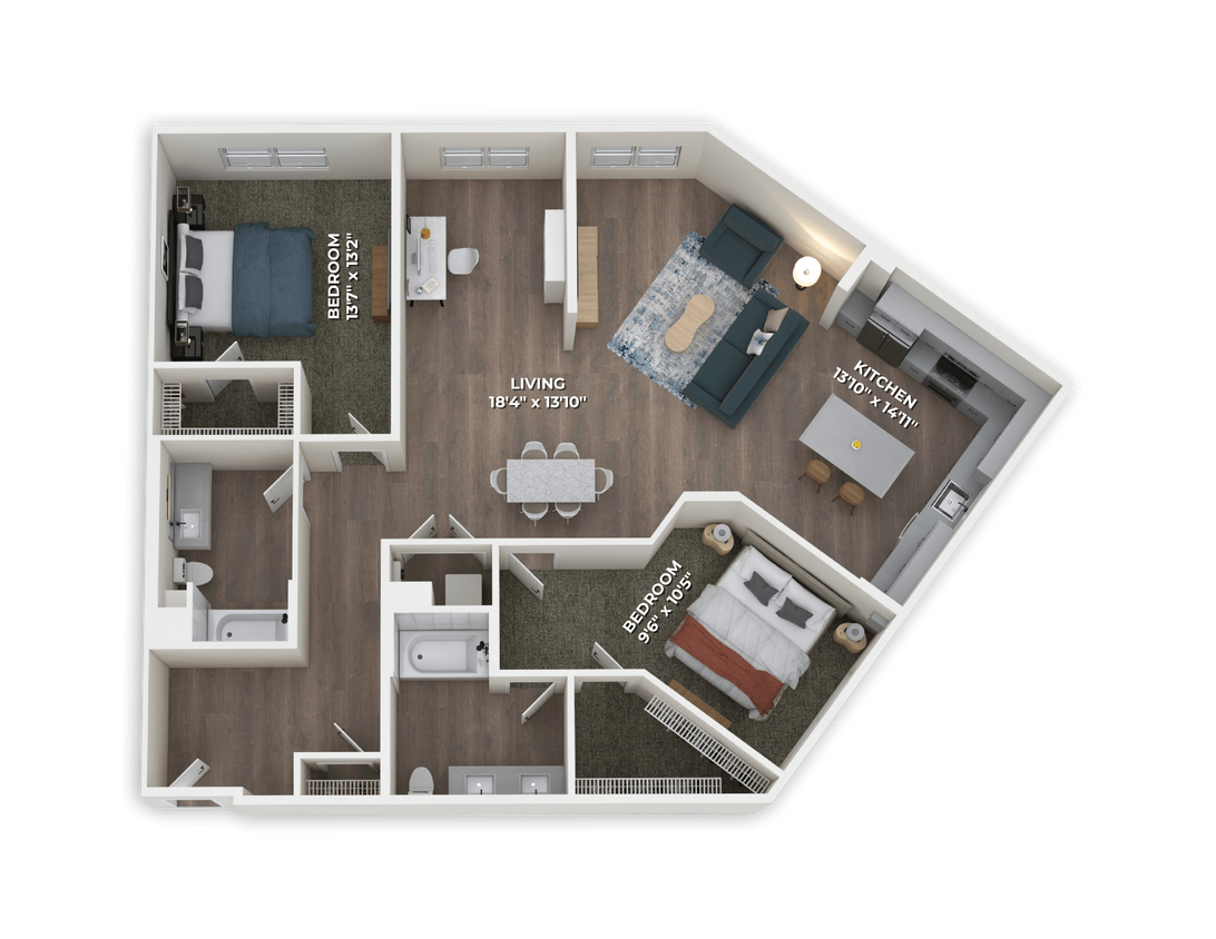 Floor Plan - B3.3 Two Bedroom w/Den