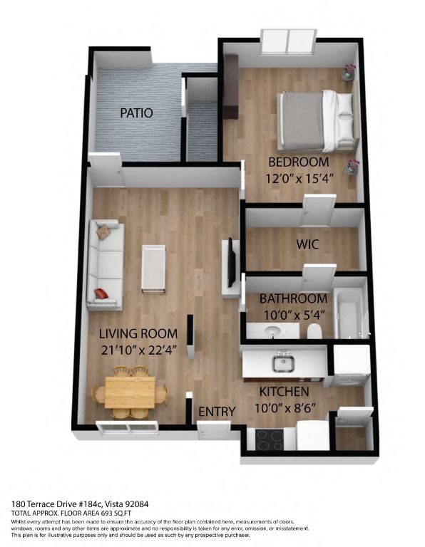 Floor Plan - 1 Bedroom 1 Bathroom (Apartment)