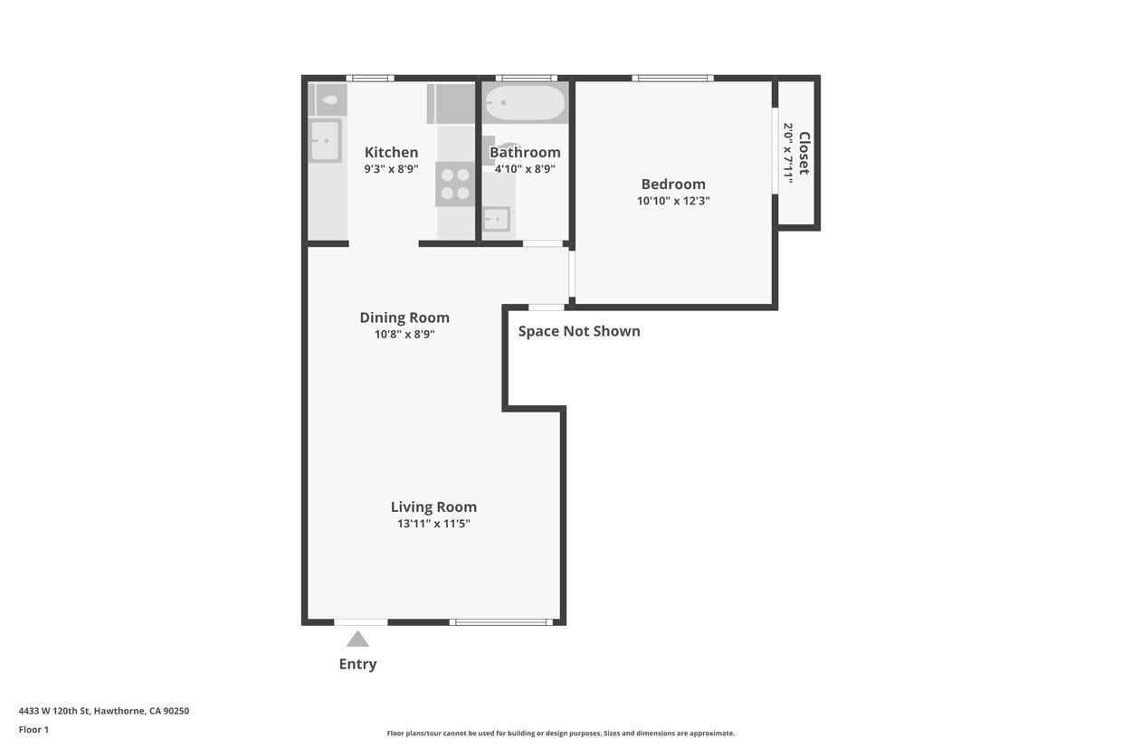 Floor Plan - 1 Bed 1 Bath