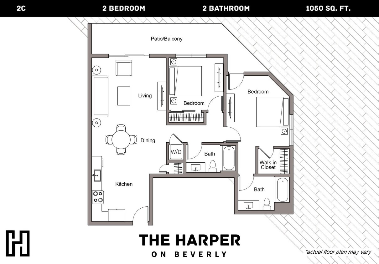 Floor Plan - Plan 2C - 2 Bedroom, 2 Bath