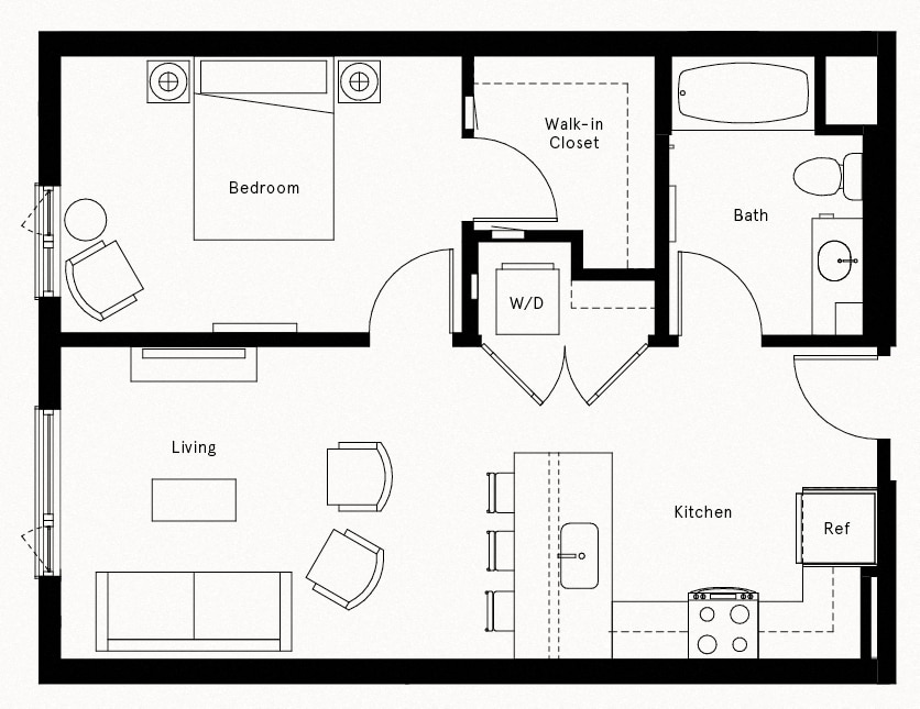 Floor Plan - 1 Bed/1 Bath-A15