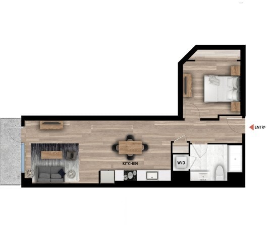 Floor Plan - A1-10 1 Bed 1 Bath