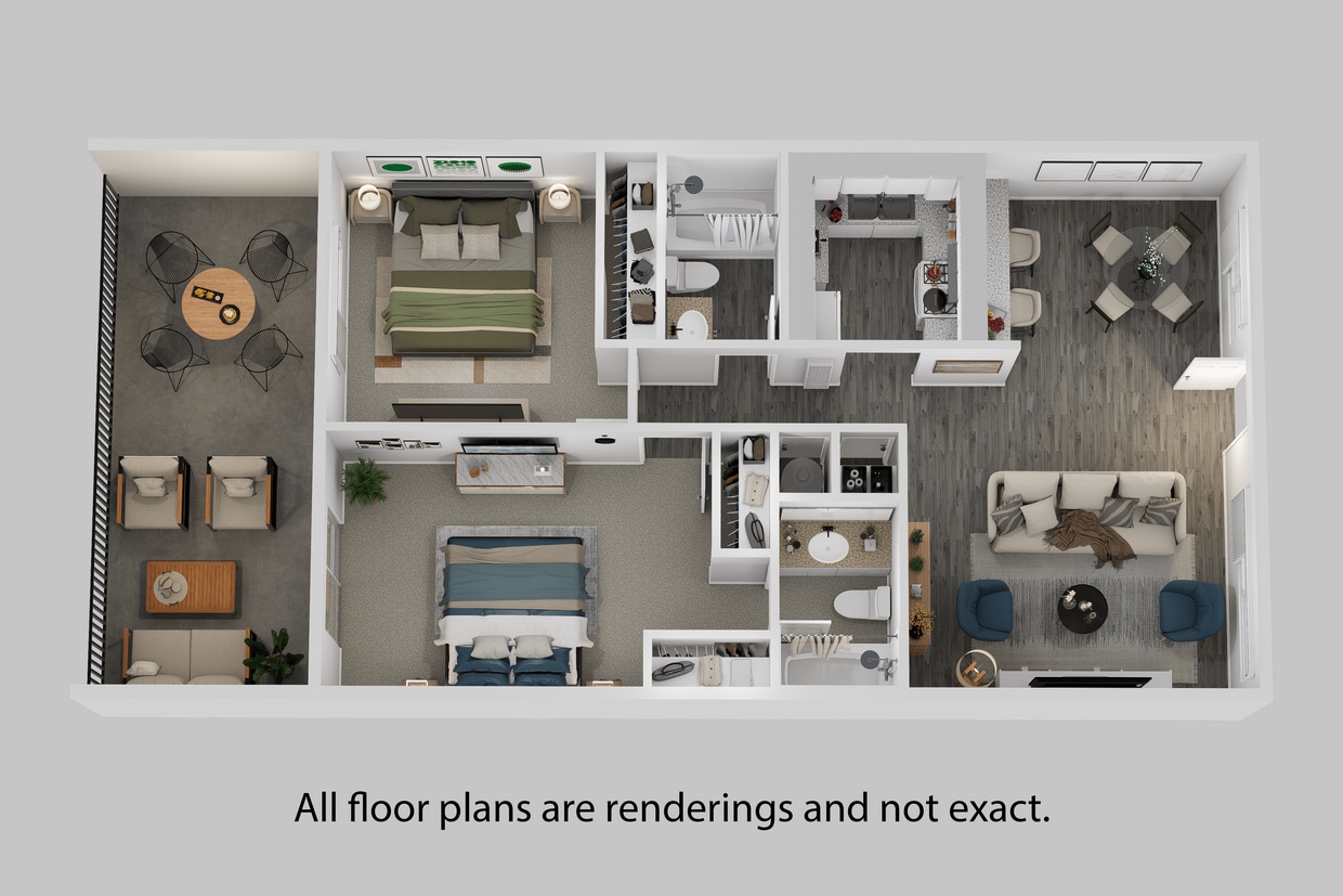 Floor Plan - Two Bedroom + Two Baths