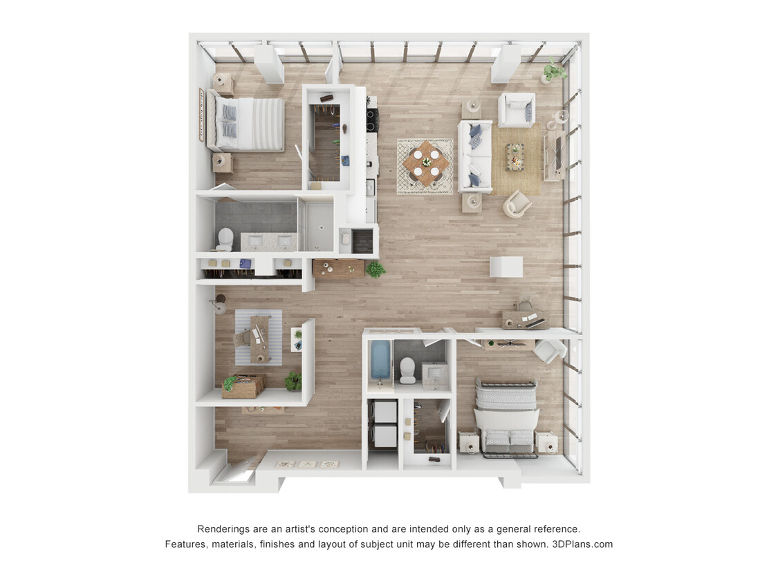 Floor Plan - 2 Bed 2 Bath +Den - 1548 sqft