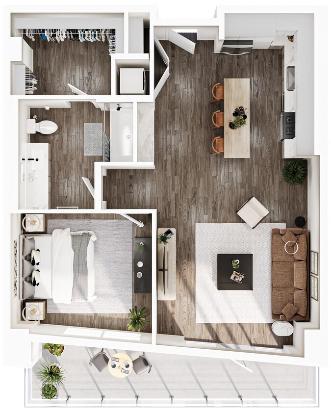 Floor Plan - 1 Bedroom | 1 Bath | Plan A8
