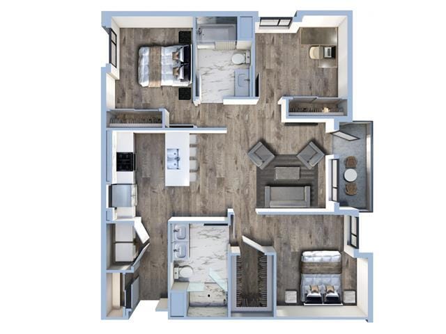 Floor Plan - 3Bed/2Bath-D1
