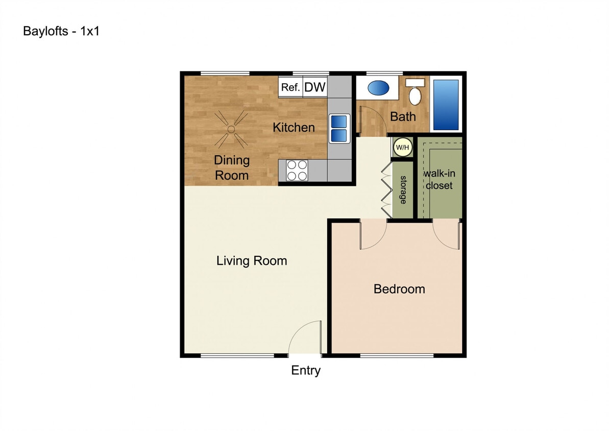 Floor Plan - One Bedroom, One Bath 